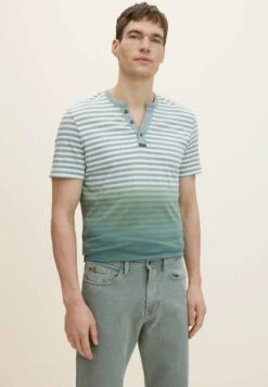 Tom Tailor Gestreiftes- Camiseta Estampada - Smoke Green Melange Stripe