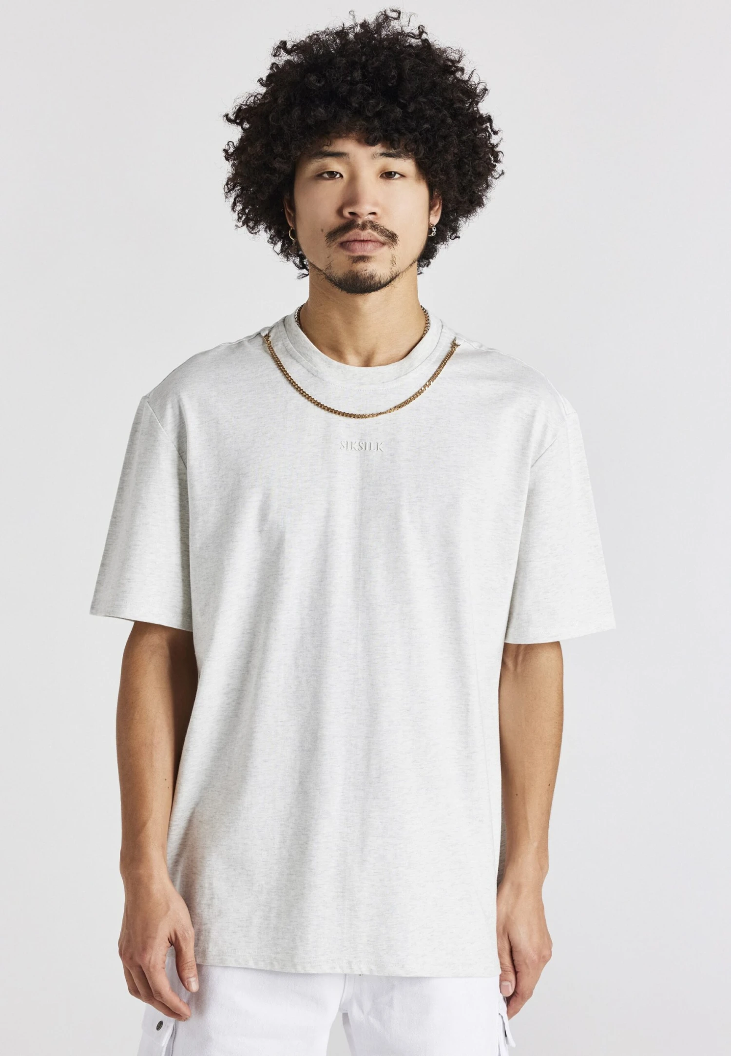 SikSilk Oversized Chain- Camiseta Estampada - Snow Marl 1 SikSilk Oversized Chain- Camiseta Estampada - Snow Marl