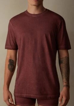 Intimissimi Kurzarm Aus Oil Washed - Camiseta Básica -Burgundy Red