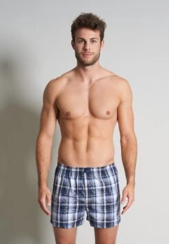 2Er Pack - Boxer - Blau Dunkel Karo