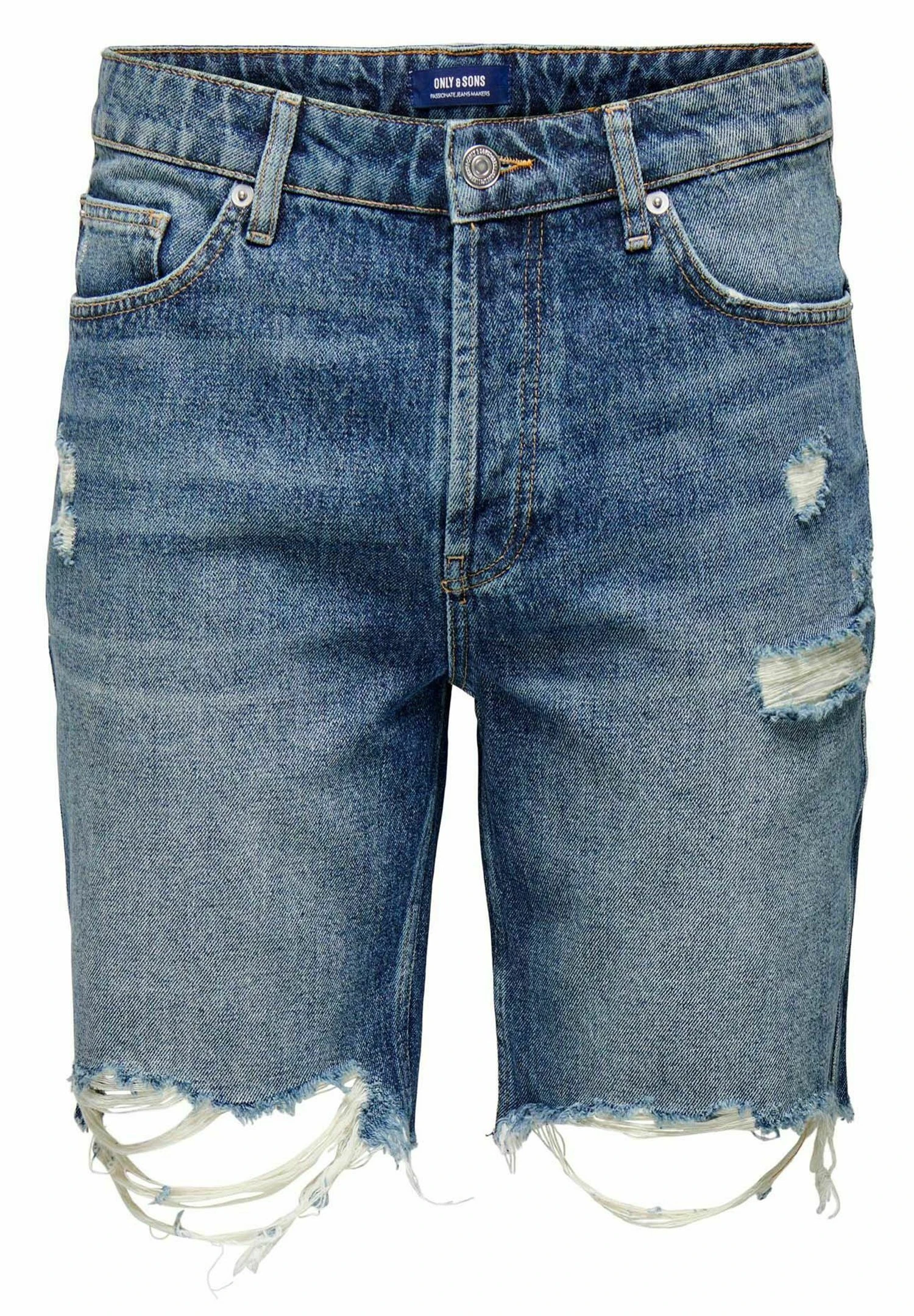 Only & Sons M Destroy- Shorts Vaqueros - Medium Blue Denim 1 Only & Sons M Destroy- Shorts Vaqueros - Medium Blue Denim