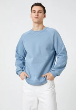 Koton Crew Neck Seam Detailed Raglan Sleeve - Sudadera - Blue