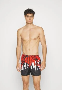Neil Barrett Slim Havaiianas Bolts Swim- Bañador - Black/Red