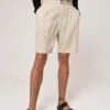 High Waist Buckle Closure - Shorts - Beige