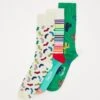 Happy Socks Socks 3 Pack- Calcetines - White/Green/Beige