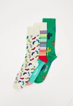Happy Socks Socks 3 Pack- Calcetines - White/Green/Beige